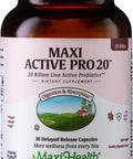 Maxi Health Probiotics for Digestive Health and Gut 15 Strains 20 Billion CFU Active Organisms - Probiotics for Men and Women with Lactobacillus Rhamnosus Daily Probiotic for Digestive Support 30 Capsules