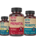 Deva Vegan Nutrition Prenatal Kit Includes 3 Products, Vegan Probiotic with Prebiotic 90 V-Caps, Vegan Omega 3 DHA with Algae 200 mg 90 V-Softgel, Vegan Prenatal Multivitamin 90 Tabs
