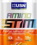 USN Amino Stim EAAs (Essential Amino Acids) + Energy, 125mg Caffeine, 6g Essential Amino Acids, Hydration Complex, Muscle Growth Recovery, Mango Pineapple, 10.05 Ounce (Pack of 1)