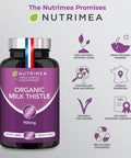 Laboratoires Nutrimea Organic Milk Thistle - Pure Seed Powder Excipient Free - Triple Action Liver Supplement: Detoxify Protect & Strengthen - 120 Vegan Capsules - High Strengh - French Expertise - Nutrimea