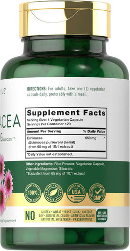 Carlyle Echinacea Capsules 650mg | 120 Count | Non-GMO & Gluten Supplement