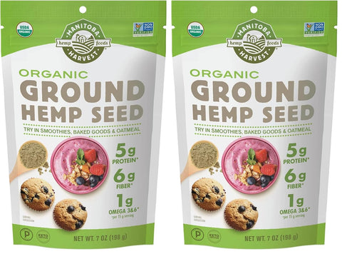 Manitoba Harvest Organic Ground Hemp Seeds - 7oz - 5g Plant Protein, 6g Fiber, and 1g Omega 3 & 6 per 15g serving - Fiber-Rich Super Seeds for Added Nutrition - Vegan, Non-GMO Project Verified
