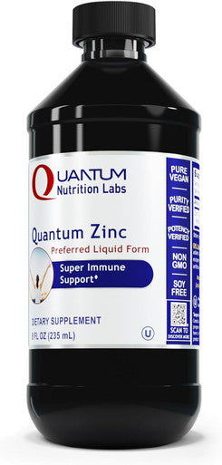 Quantum Nutrition Labs Zinc - Liquid Zinc Drops, Zinc Supplements, Zinc Tincture For Adults, 25Mg Zinc Sulfate Per Serving For Metabolic Function & Immune Support - 8 Fl Oz Bottle