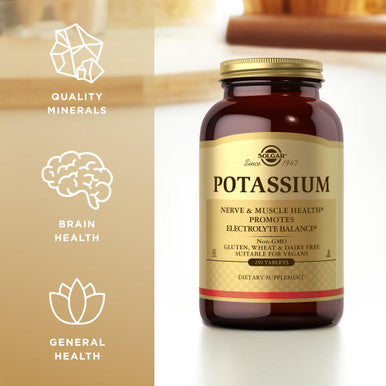 Solgar Potassium - 250 Tablets - Nerve & Muscle Health Promotes Electrolyte Balance - Vegan Gluten & Dairy Free Kosher - 250 Servings