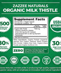 Zazzee Usda Organic Milk Thistle 30:1 Extract 7500 Mg Strength 120 Vegan Capsules