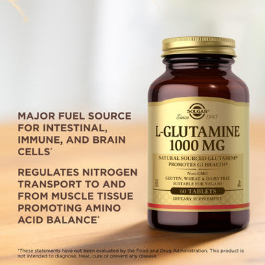 Solgar L-Glutamine 1000 Mg - 60 Tablets Pack Of 2 - Non-Gmo Vegan Gluten Free Kosher - 60 Total Servings