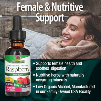 Nature'S Answer Low Organic Alcohol Raspberry Leaf Extract 1-Fluid Ounce nonGMO Kosher Gluten | Supports Health | Soothes Digestion