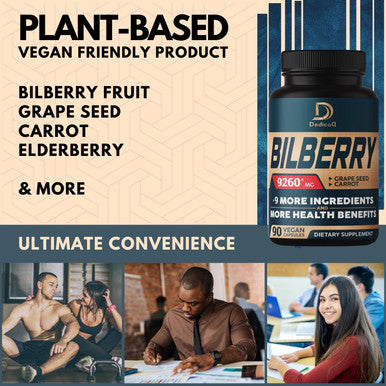 Dedicad 10In1 Bilberry Extract For Eyes Supplement 9260Mg - 3 Month Supply With Grape Seed, Carrot, Elderberry, Eyebright & More