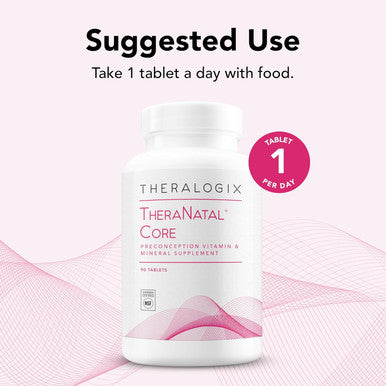 Theralogix TheraNatal Core Preconception Vitamin Supplement - 90-Day Supply - Prenatal Vitamins & Fertility Supplement for Women with Folate Vitamin D3 Choline & More - NSF - 90 Tablets