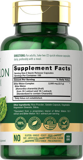 Bitter Melon Capsules | 200 Count | Non-Gmo & Gluten Free Extract | Complex Supplement | By Carlyle