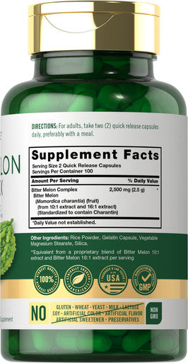 Bitter Melon Capsules | 200 Count | Non-Gmo & Gluten Free Extract | Complex Supplement | By Carlyle