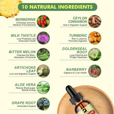 Premium Berberine Supplement - Berberine Liquid Drops With Turmeric, Ceylon Cinnamon, Bitter Melon, Milk Thistle, Berberine Veggie Supplement For Immune, Digestion System And Heart Health Support