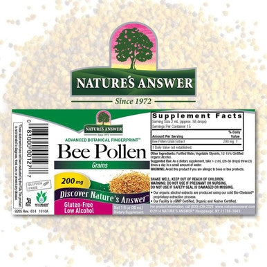 Nature'S Answer Bee Pollen 1 Ounce - Organic Low Alcohol Fluid Extract with Propolis - Gluten Kosher Made in The USA - Bee Pollen Overall Wellness