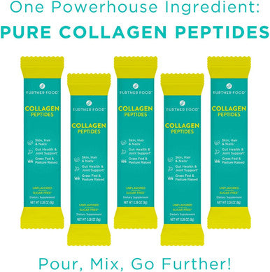 Collagen Peptides Powder Supplement Unflavored GrassFed Hydrolyzed Collagen Type 1 3 22 Count Stick Packs