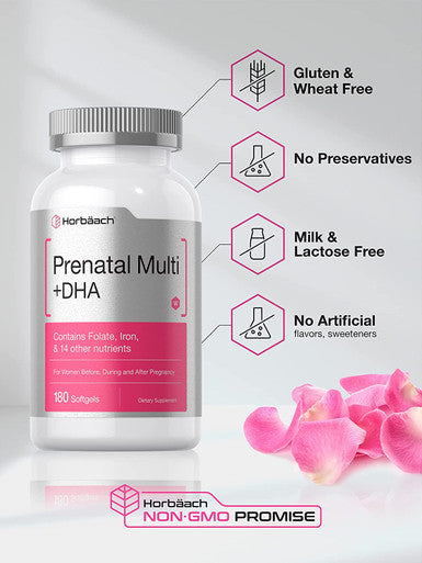Womens Prenatal Multivitamin with DHA 180 Softgels by Horbaach