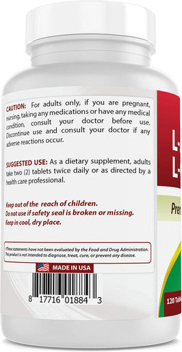 Best Naturals L-Arginine L-Ornithine - 1000mg per Serving - 120 Tablets - Non-GMO & Gluten (120 Count (Pack of 1))