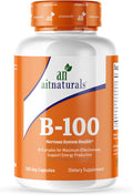 Aitnaturals Vitamin B-100 (100 Capsules) | Enriched B complex (B1 B2 B3 B5 B6 B7 B9 & B12) for Energy Production Mood & vitality Immune support Healthy Hair Skin Nails & Cognitive function