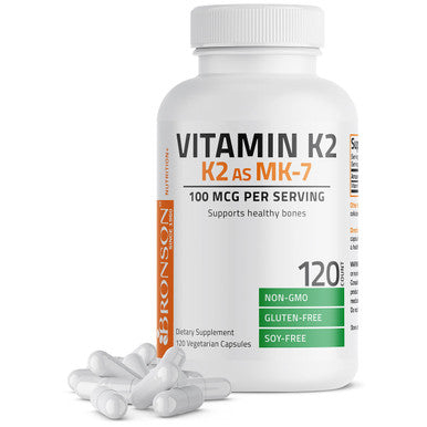 Bronson Vitamin K2 As Mk 7 Menaquinone 100 Mcg Non Gmo 120 Capsules