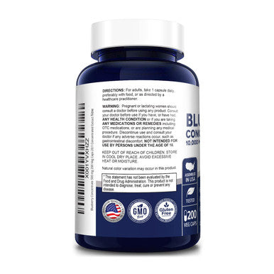 NusaPure Blueberry Concentrate 10,000mg Equivalent per caps.200 Veggie Powder caps (Extract 20:1, 100% Vegetarian, Non-GMO & )