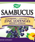 Nature's Way Sambucus Zinc Lozenges with Elderberry and Vitamin C, Honey Lemon Flavor, Gluten Free, Kosher Certified