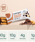Supergut GLP-1 Boosting Prebiotic Bars Peanut Butter Chocolate - Gut Healthy Protein Snacks & Breakfast Bars - Keto-Friendly Meal Replacement Energy Bars for Gut Health (12 Count)