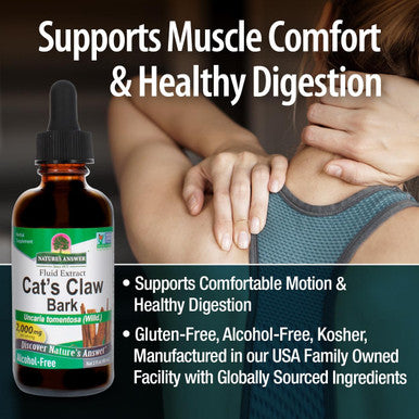 Nature'S Answer Cat's Claw Bark Liquid Extract Supplement 2 Ounce - Alcohol Cats Claw Tincture & Capsules Alternative for Joint & Muscle Support Vegan Non-GMO Gluten Kosher