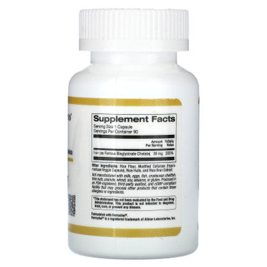 California Gold Nutrition Ferrochel Iron Ferrous Bisglycinate Chelate Form, Gentle On The Stomach 36 Mg 90 Veggie Capsules