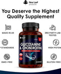 Glucosamine And Chondroitin High Strength - Enriched With Turmeric And Vitamin C - Glucosamine Sulphate Chondroitin Sulphate, Food Supplement - Contributes To The Normal Function Of Bones 365 Capsules