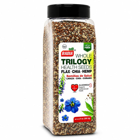Badia Trilogy Health Seed Blend, 21 oz ÃƒÂ¢Ã¢â€šÂ¬Ã¢â‚¬Å“ Flax, Chia & Hemp Seeds | Nutritious blend of flax, chia, and hemp seeds with fiber and Omega-3s Superfood for smoothies, yogurt, salads, and baking