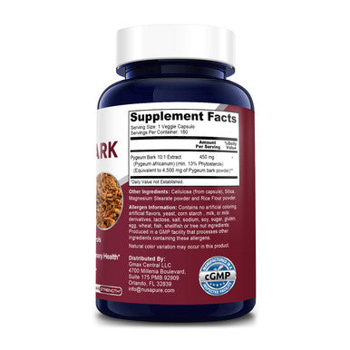 Pygeum Bark 4500mg 180 Veggie Caps (Non-GMO & )
