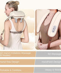 4D Deep Neck Massager, Cordless Tissue Kneading Massage With Heating Function, Shiatsu Neck And Shoulder Massage Pillow For Neck, Traps, Back And Leg Pain Relief, Gifts For Men Or Women(Onion White)