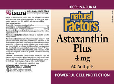 Natural Factors Astaxanthin Plus Antioxidant Support for Eye Cardiovascular and Immune Health 60 Softgels