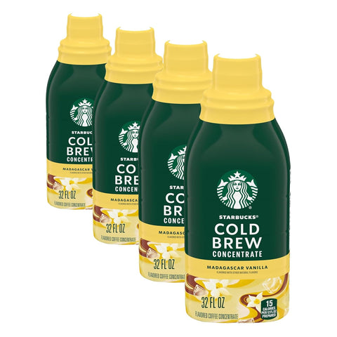 Starbucks Cold Brew Coffee Concentrate, Madagascar Vanilla Flavored Iced Coffee, 32 fl oz
