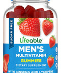 Lifeable Sugar Multivitamin For Men Gummies Vit A, C, D, E, B1, B2, Niacin, B5, B6, Folate, B12, Biotin, Iodine, Zinc, Chromium, Ginseng, Lycopene, Inositol Sugar Vitamins 90 Gummies