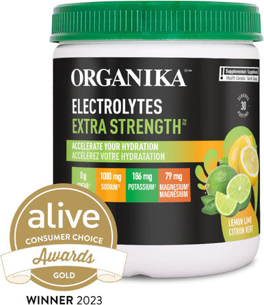 Organika Electrolytes Extra-Strength Powder- Lemon Lime- High In Sodium For Sport Recovery - Saltier Taste, Sugar- Hydration And Electrolyte Replenishment - 180G - 30 Servings