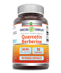Amazing Formulas Quercetin Berberine - 250Mg Berberine And 250Mg Quercetin, 90 Veggie Capsules Supplement | Non-Gmo | Gluten Free | Made In Usa | Ideal For Vegetarians