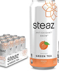Steaz Organic Green Tea Zero Calorie Raspberry (12 Pack) Antioxidant Brew 65mg Natural Caffeine Vitamin C Stevia Sweetened Iced Tea Vegan Fair Trade 12 Cans 16 fl oz (473mL)