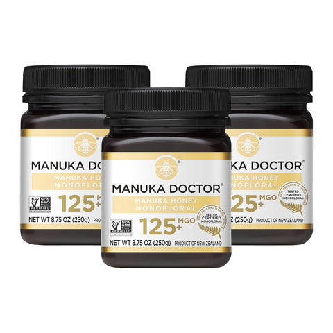Manuka Doctor - MGO 125+ Manuka Honey Monofloral, 100% Pure New Zealand Honey. Certified. Guaranteed. Raw. Non-GMO (8.75 oz)