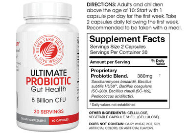 Silver Fern Gut Rehab Kit - 30 Day Supply - Cleanse Daily Detox (1 Bottle = 120 Capsules) & Ultimate Probiotic (1 Bottle = 60 Capsules) - Immunoglobulins & Spore Forming Probiotics
