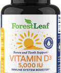 ForestLeaf Vitamin D3 5,000 IU - Bone Health and Immune Support Supplements for Women and Men 180 Vegetable Capsules