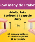 Nature Made Prenatal Vitamin Softgels + Choline Capsules Folic Acid + Dha + Choline 60 Prenatal Vitamins For Women 60 Choline Supplements Capsules 60 Day Supply