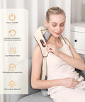 4D Deep Neck Massager, Cordless Tissue Kneading Massage With Heating Function, Shiatsu Neck And Shoulder Massage Pillow For Neck, Traps, Back And Leg Pain Relief, Gifts For Men Or Women(Grass White)