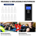 Amzeth Professional Breathalyzer Alcohol Tester: High-Accuracy Digital Lcd Display Bac Alarm 10 Mouthpieces 50 Record Memory Portable For Home & Party (Black With 10 Mouthpieces)
