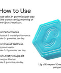 Create Creatine Monohydrate Gummies for Men & Women Boost Focus Strength and Endurance Anti-Melting Formula Vegan Gluten-Free Non-GMO 1.5g of Creatine per Gummy (Blue Raspberry 90 ct)