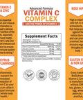 Vitamin C 1000mg Capsules with Zinc Rose Hips Bioflavonoids Immune Support Supplement with 10x The Power of Vitamin C Shortens Lessens Symptoms Equal to 10 Oranges 120 Capsules