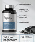 HorbAach Calcium Magnesium D3 Supplement 1000 Iu D3 250 Coated Caplets Non-Gmo & Gluten Free