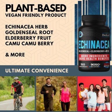 Dedicad Immune Defense Support Suppement 9050Mg - All-In-1 11 Herbs Blend Of Echinacea, Goldenseal, Elderberry, Camu, Ginger