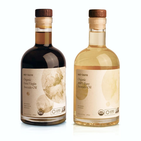 west~bourne Organic Avocado Oil Set (2 x 12.7 Fl oz) Ã¢â‚¬â€œ 100% Pure Oil for High Heat Cooking & Cold Pressed Extra Virgin Finishing Oil in Glass Bottles - Non-GMO, Vegan, Gluten-Free, Paleo Friendly - 375ml Each