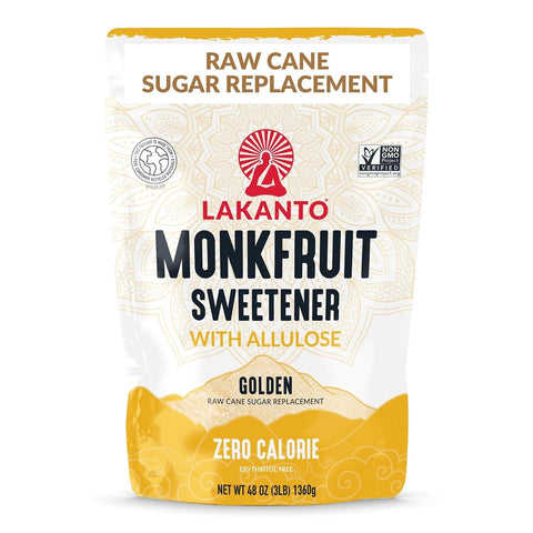 Lakanto Golden Monk Fruit Sweetener with Allulose - Raw Cane Sugar Substitute, Coffee, Tea, Baking, Erythritol Free, Gluten Free, Vegan, Keto Friendly, Sugar Replacement (Golden - 1 lb)