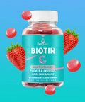 Belive Biotin Gummies With Multivitamins, Folate, Inositol Supports Hair Growth, Healthy Skin & Nails Vegan, Pectin Based Strawberry Flavor (1)